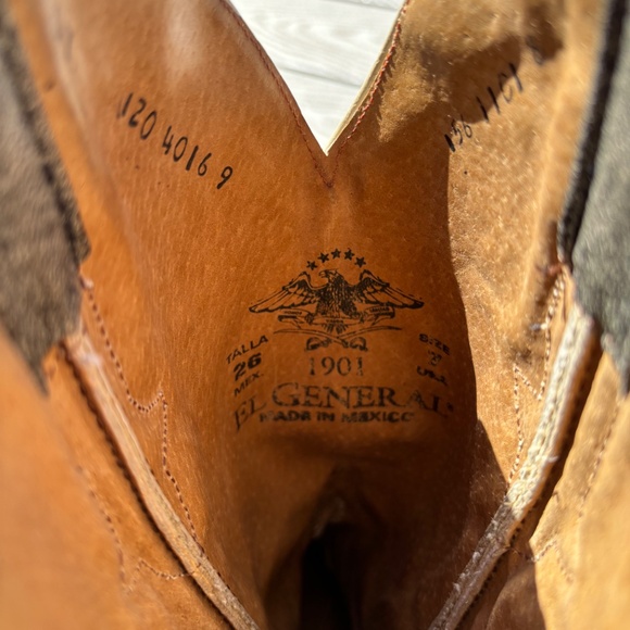 El General 1901 Western Cowboy Outdoor Rodeo Boots Black Leather Men's Size 7 - Picture 9 of 11